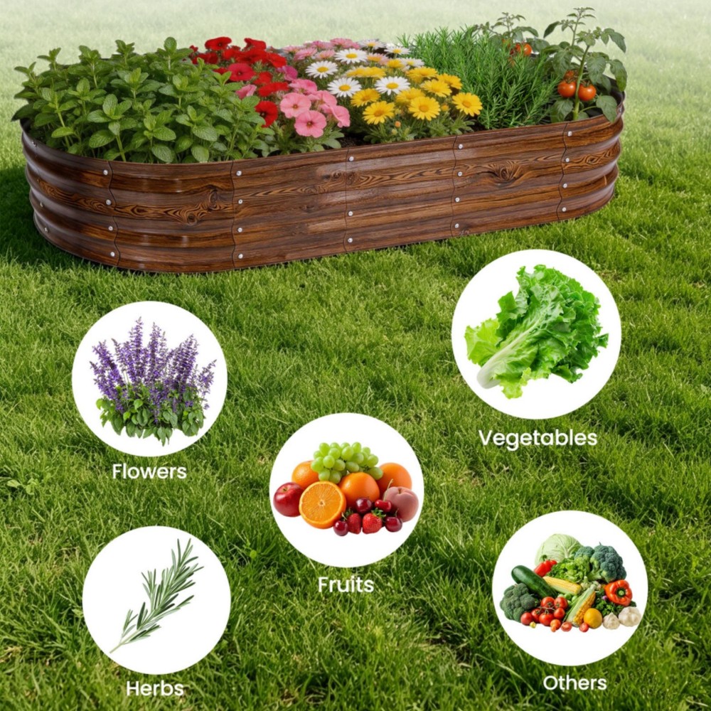 6x3FT Raised Garden Bed 2-Pack Open Bottom Wave Panel Outdoor Vegetable Planter