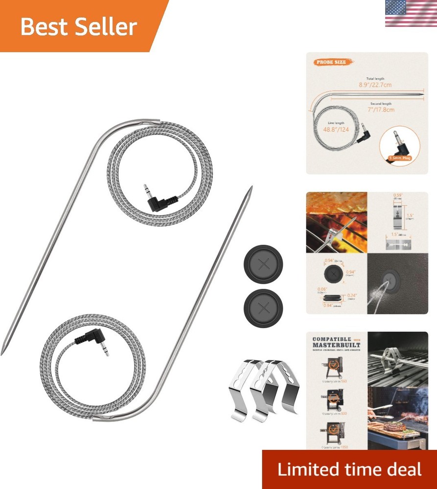 2-Pack Masterbuilt Meat Probe Set - Precision Grill Thermometers with Clips