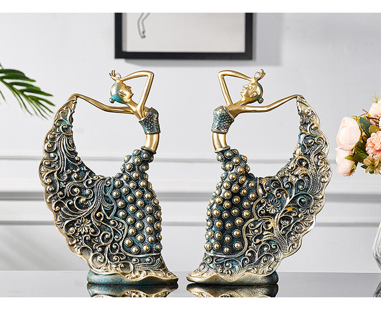 Creative Peacock Dancer Art Decoration Desk Decoration Decoration 2PC