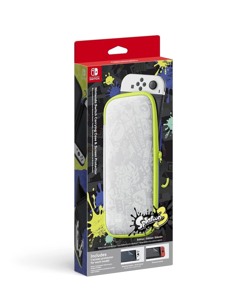 Carrying Case & Screen Protector Splatoon 3 Ed. - Nintendo Switch