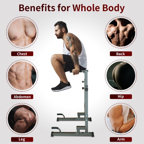 Power Tower Dip Station, Adjustable Height, Heavy Duty, Multi-Function Home Gym