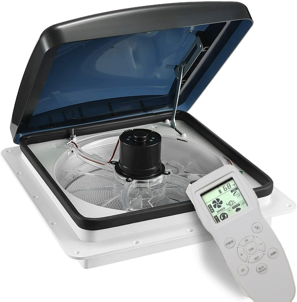 14'' 12V RV Roof Vent Air Max LED Fan Remote 10 Speed Camper Rain Sensor USA