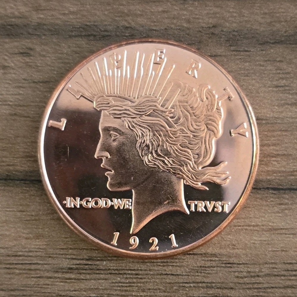 1921 Peace Dollar Copper Fantasy Issue Coin Centennial Uncirculated