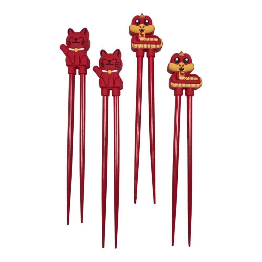 Lucky Cat & Snake Design Reusable Training Chopsticks