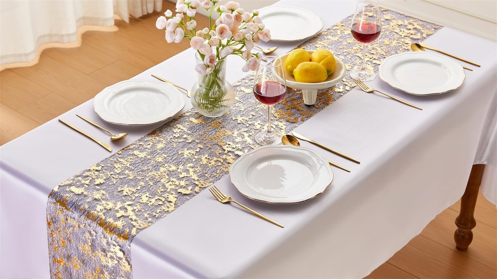 Black Gold Table Runner 33 Ft Metallic Foil Thin Mesh Sequin Glitter 1 Roll