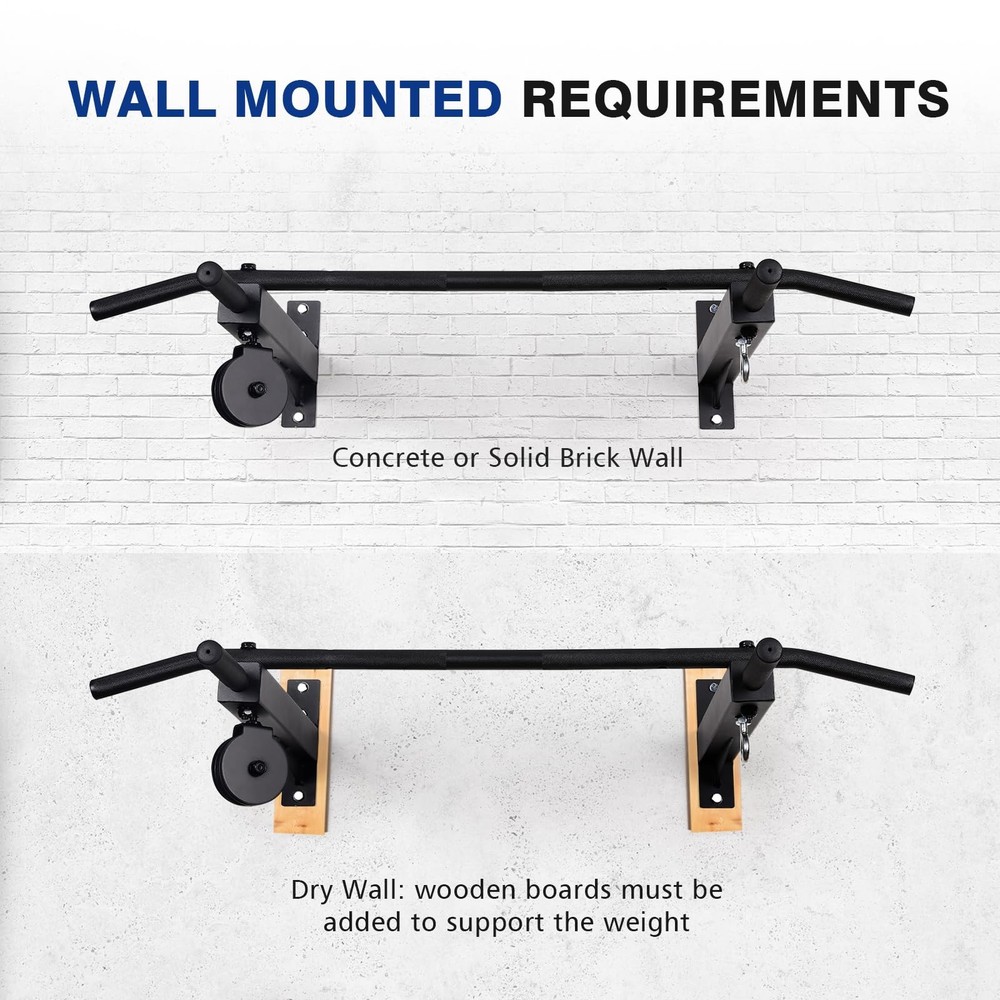 LIONSCOOL Multifunctional Wall Mounted Pull Up Bar with Pulley System (16"/24...