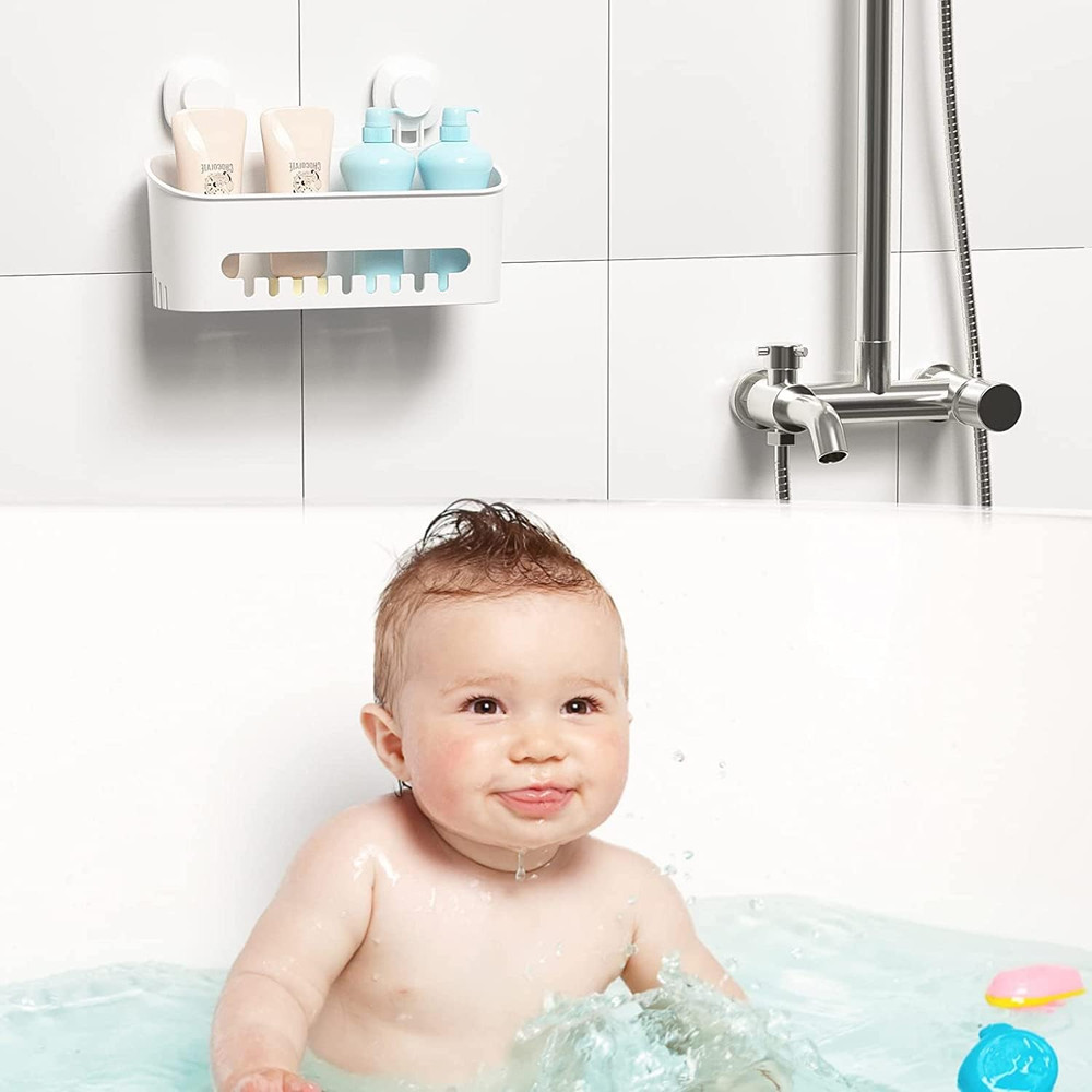 Suction Cup Shower Caddy - No Drilling Removable Shower Caddy - Powerful Suction