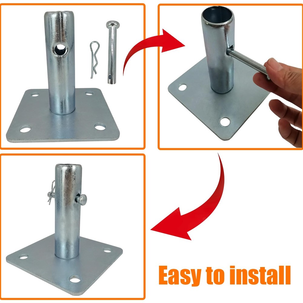 4 PCS Scaffold Base Plates for Baker Style Scaffolding, Galvanized, 4 Pack