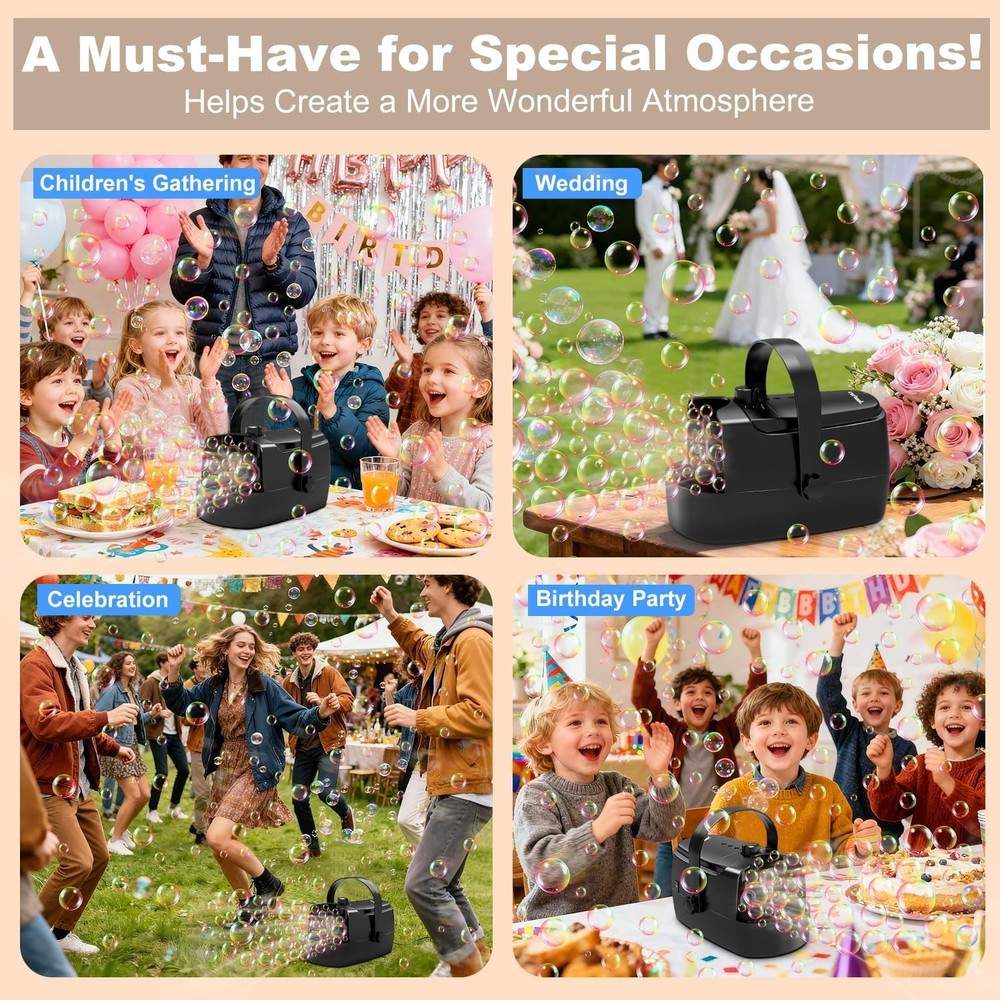 Bubble Machine Durable Automatic Bubble Blower, 18000+ Big Bubbles Per Minute...