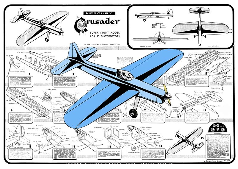 Mercury Model Airplane Plans (UC): Crusader 56" Super Stunt for .35 Engine