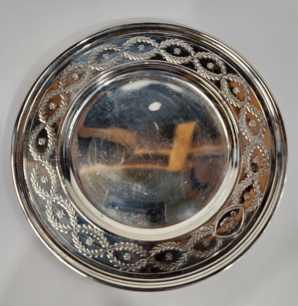Tiffany & Co. Makers Sterling Silver 925 Dish Patterned Plate 6.25" 171 Grams