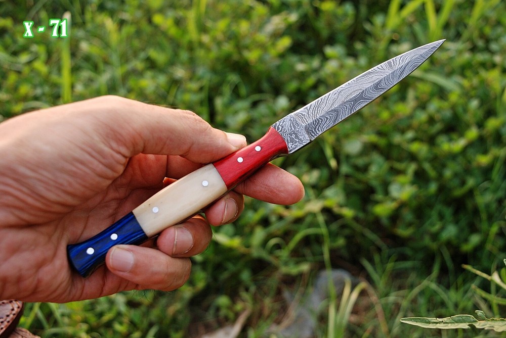 Toothpick Dagger knife Double edge Damascus Blade Boot knife