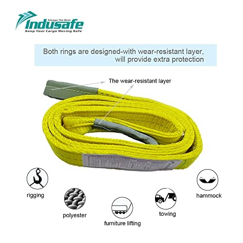 2" x 6’ Poly Web Sling Lifting Strap for 6ft Yellow - Vertical Capacity 6200LBS