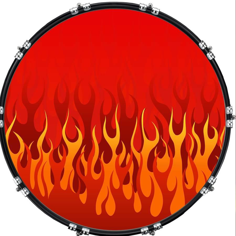20" Custom Bass Kick Drum Front Head Graphical Fire Licks 2