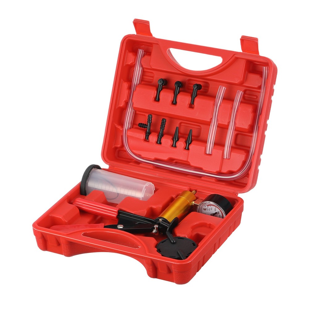 Hand Held Vacuum Pressure Pump Tester Set Brake Fluid Bleeder Bleeding Kit + Box