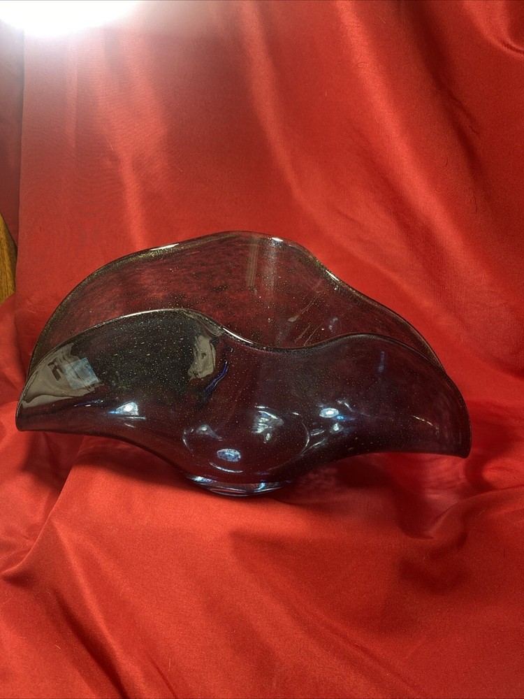 Blue Wavy Hand Made Bubble Vase