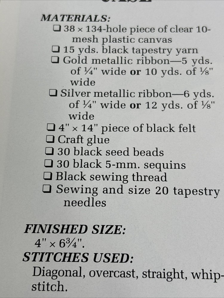 Eyeglass Case Annie's Attic Plastic Canvas Pattern Page