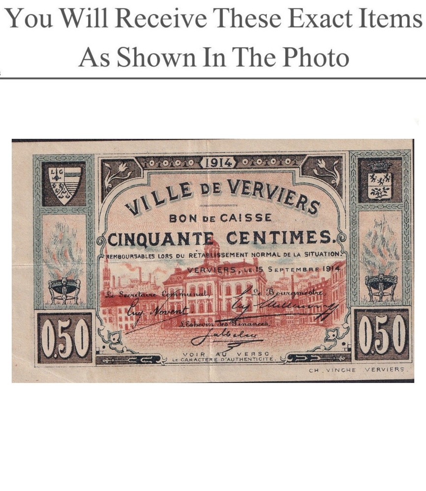 Belgium Notgeld VERVIERS 50 Centimes 1914