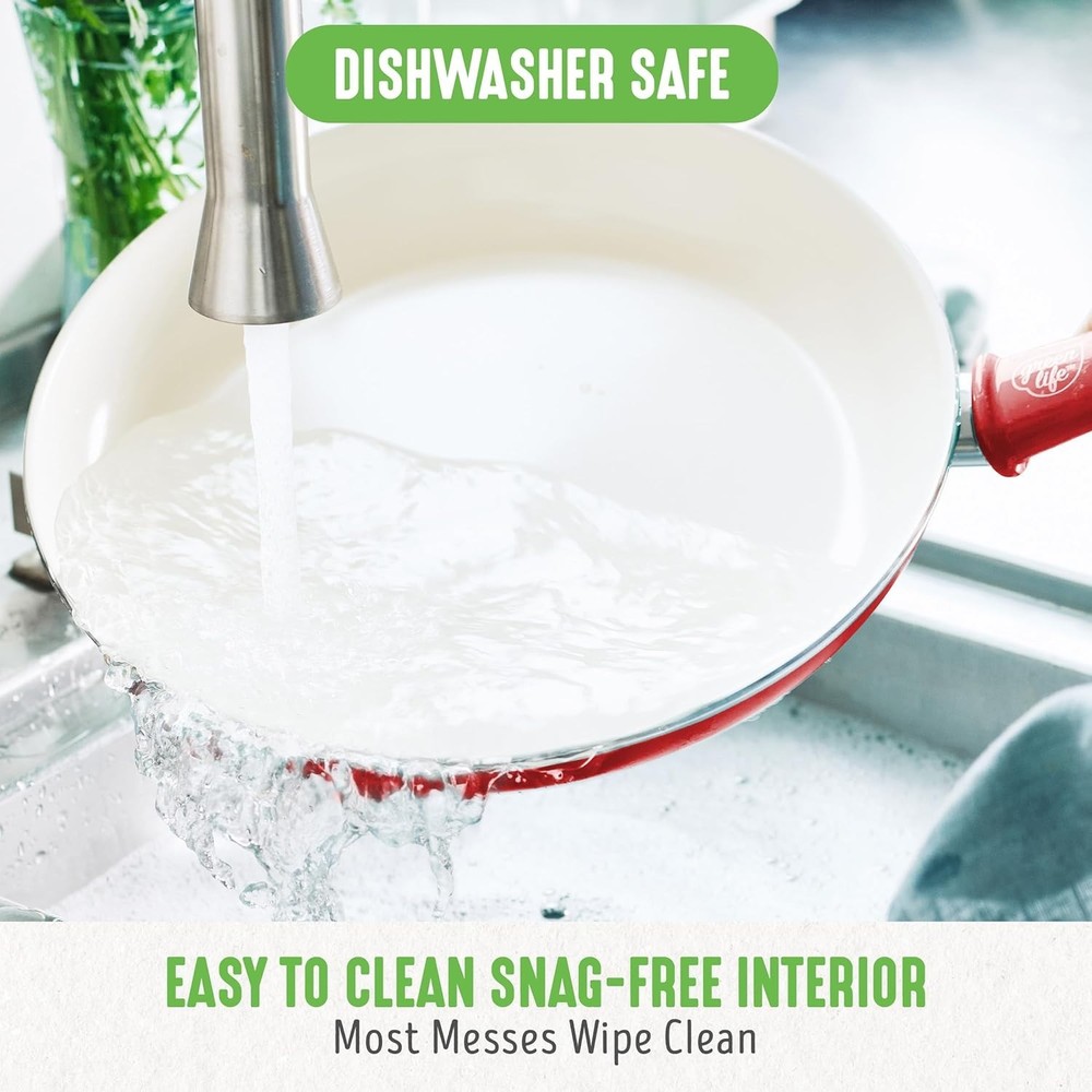 16-Piece Nonstick Ceramic Cookware Set, Red