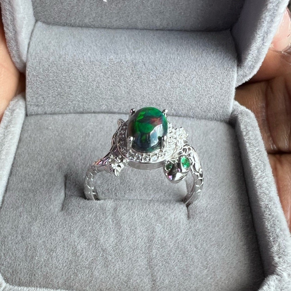 S925 opal ring ( adjustable)
