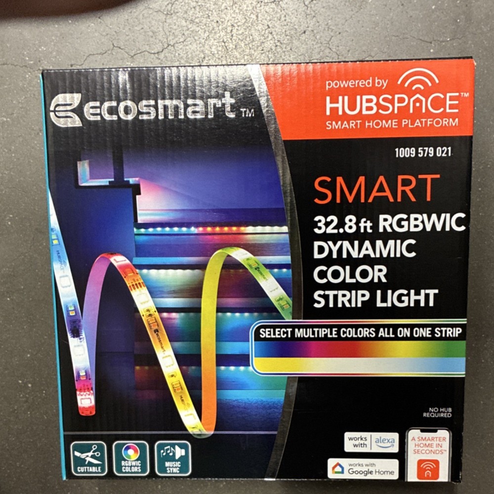 EcoSmart Hubspace 32.8ft RGBWIC Multicolor Smart LED Light Strip Dimmable