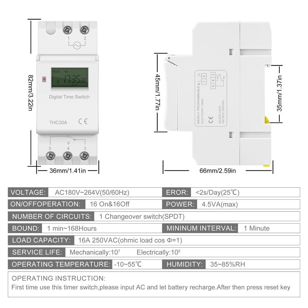Programmable Digital LCD Time Relay Switch DIN Rail Control Timer (220V 15A) UK