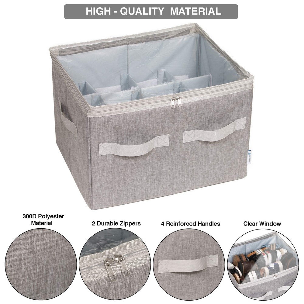 Moteph Shoe Organizer Closet Storage Solution with Clear Cover & Adjustable D...