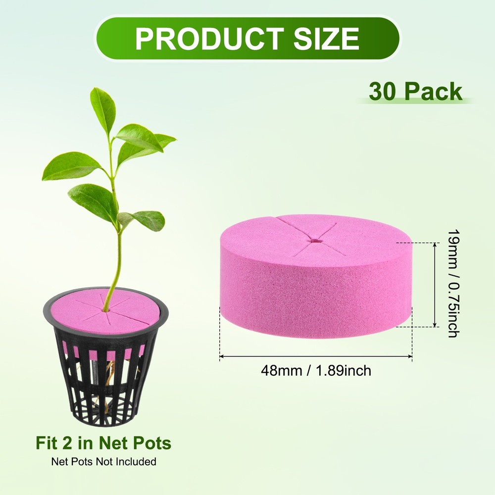 30-Pack Cloning Collars Inserts, Hydroponics Sponge Systems Cloning [Rose Red]