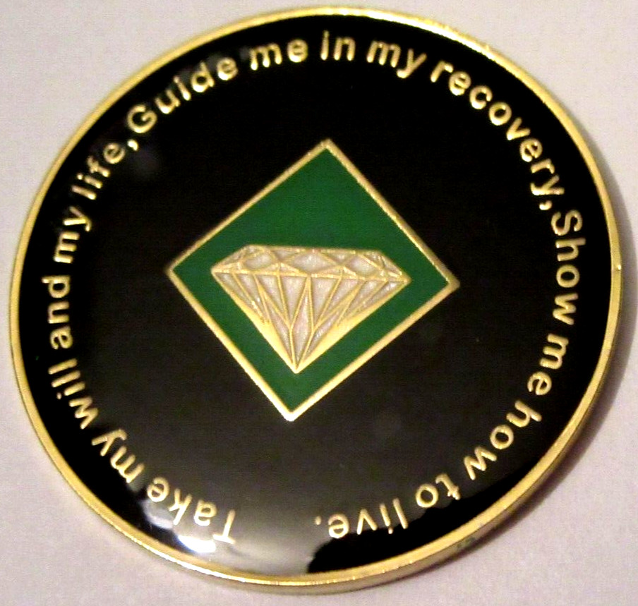 Narcotics Anonymous NA Tree Green 35 Year Medallion Gold Black