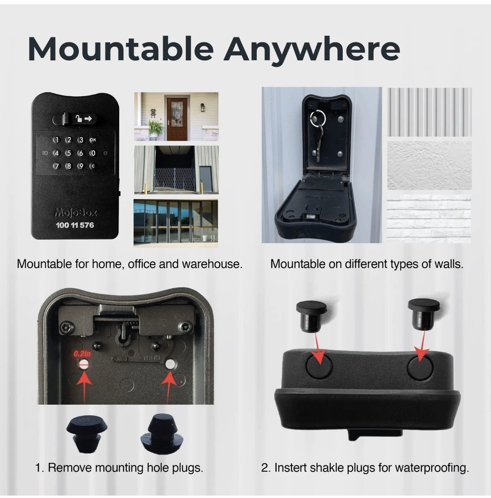 MojoBox, Digital Lockbox, Bluetooth Key iOS/Android App Black