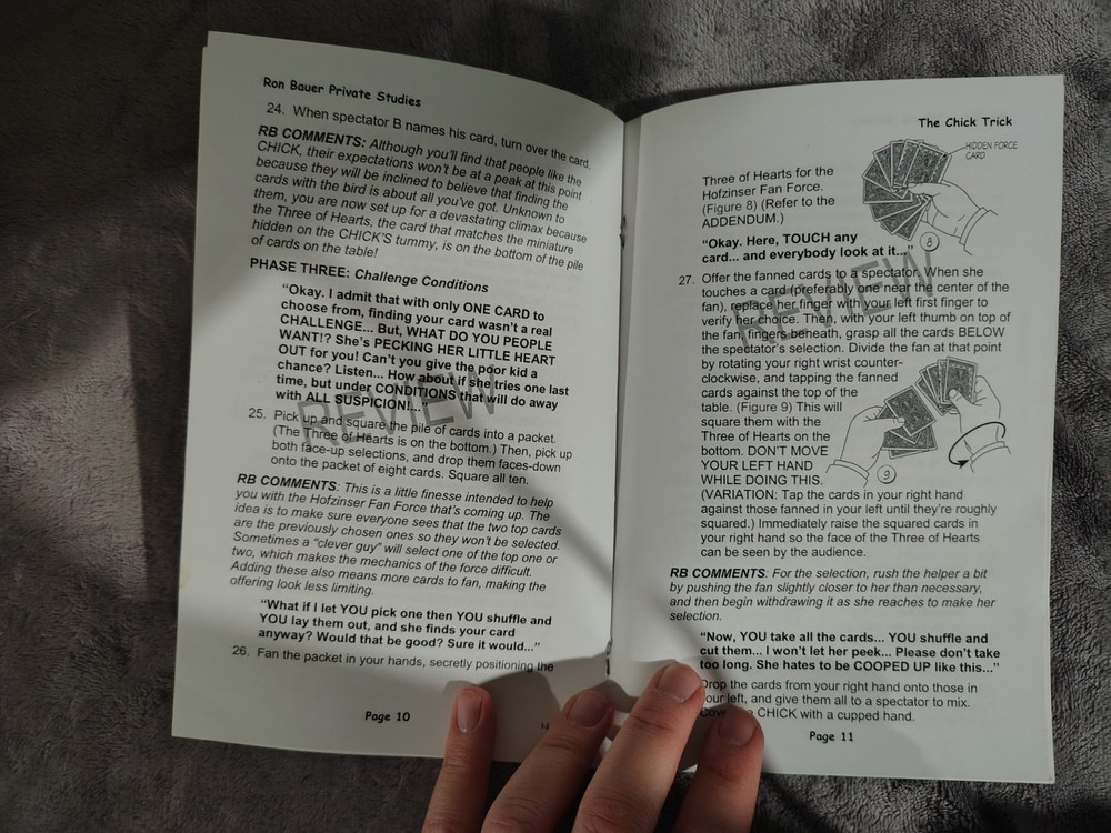 CONDITION NOTE - Ron Bauer Private Studies: Ron Bauer's Chick Trick - Magic Book