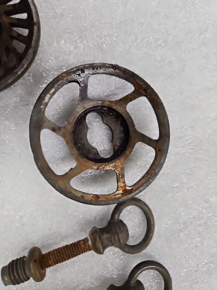 Antique Hardware Morris Chair, Mirror Pivots, Radiator Knobs, Ornate Inv#E162
