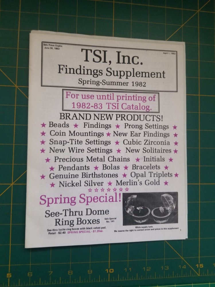 TSI Inc. Findings Supplement Spring-Summer 1982