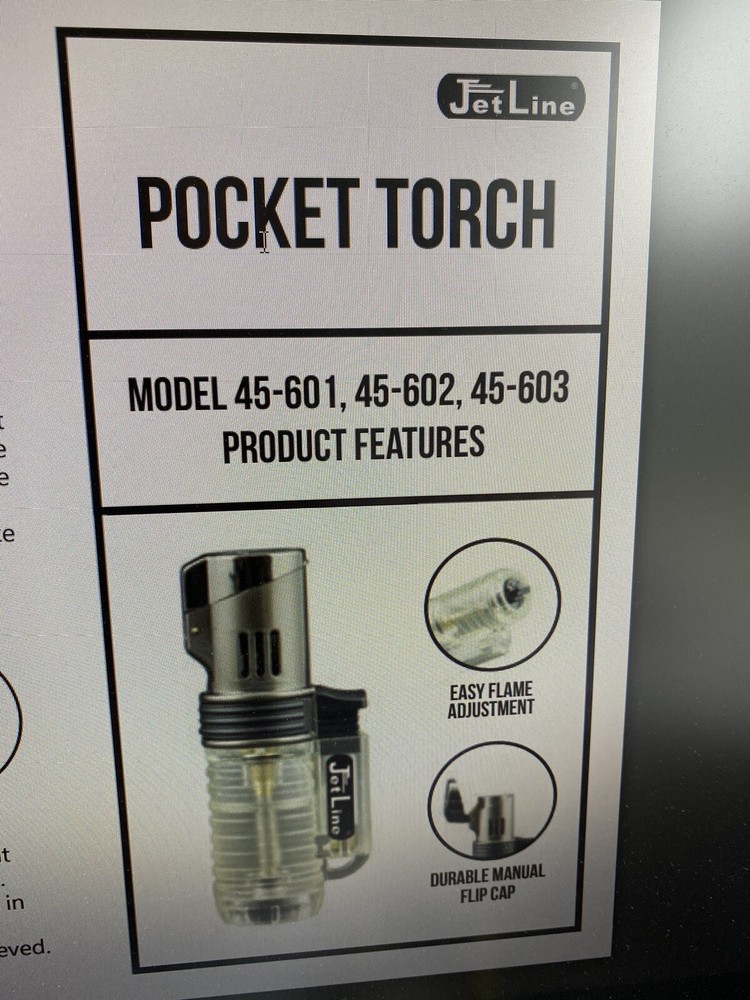 Jetline Pocket Torch Mega Jet Single Flame - Clear - New