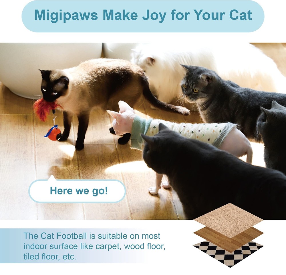 Migipaws Interactive Cat Ball Toy Set, Fun Tracker, Automatic Rolling Chase B...
