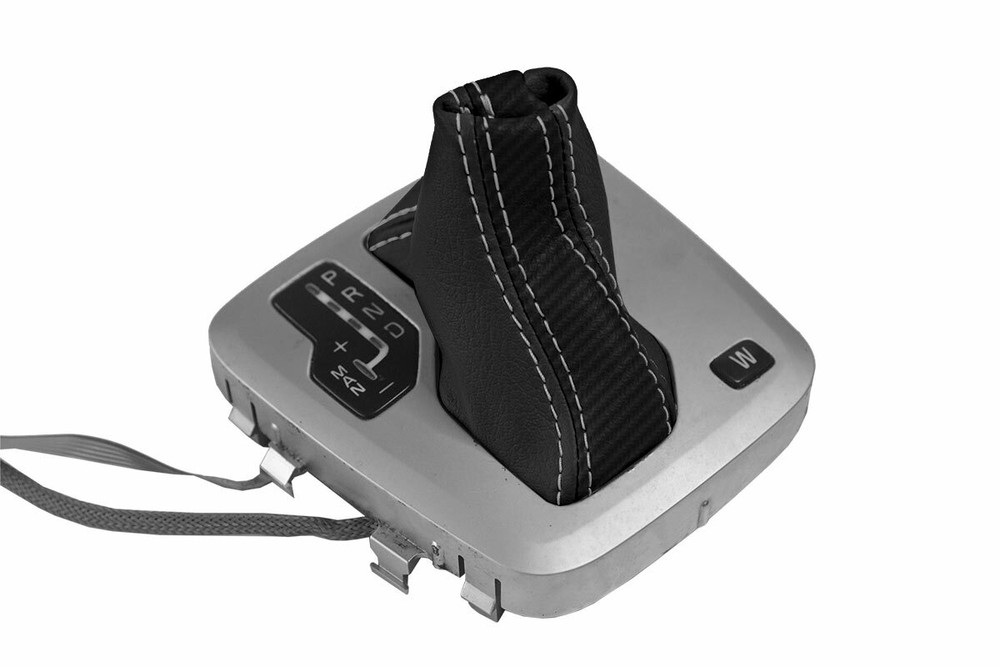 Automatic Shift Boot Cover Leather for Volvo XC90 2003-2014 Black Gray Stitch