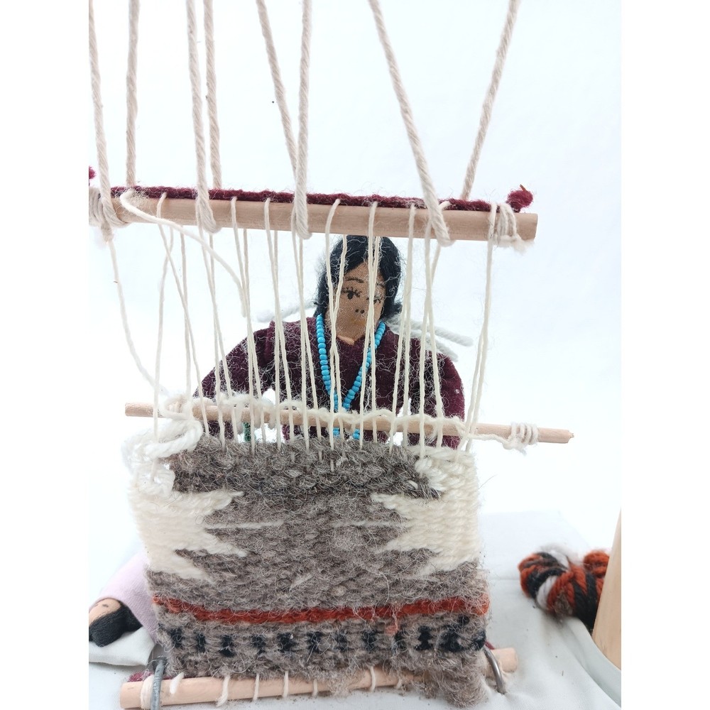 Native American Inspired Doll Weaving Scene Loom