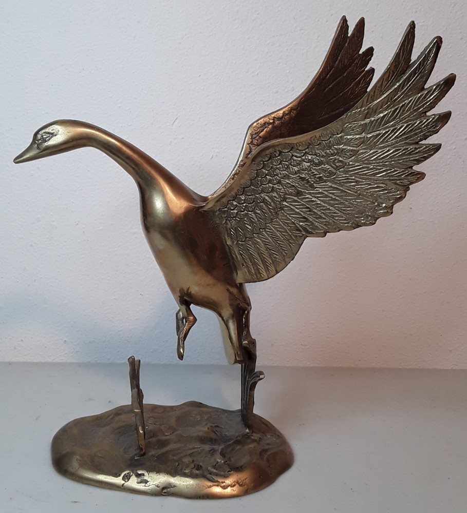Brass , Goose , Taking Flight , 10 In.