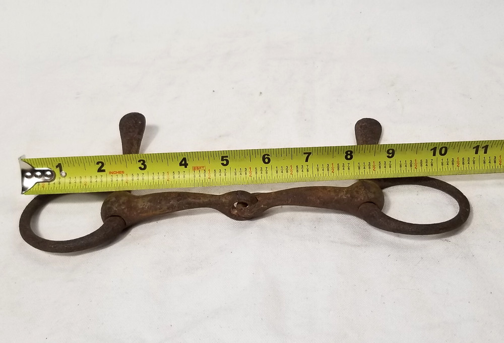 Heavy Solid Iron Antique D Ring Horse Bit - Cavalry Military?? Marked 'Tested'