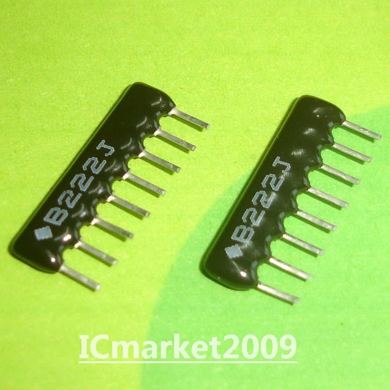 50 PCS B08-222G 2.2K ohm 2K2 2.2KR 4 Resistor Network Array 8 PIN