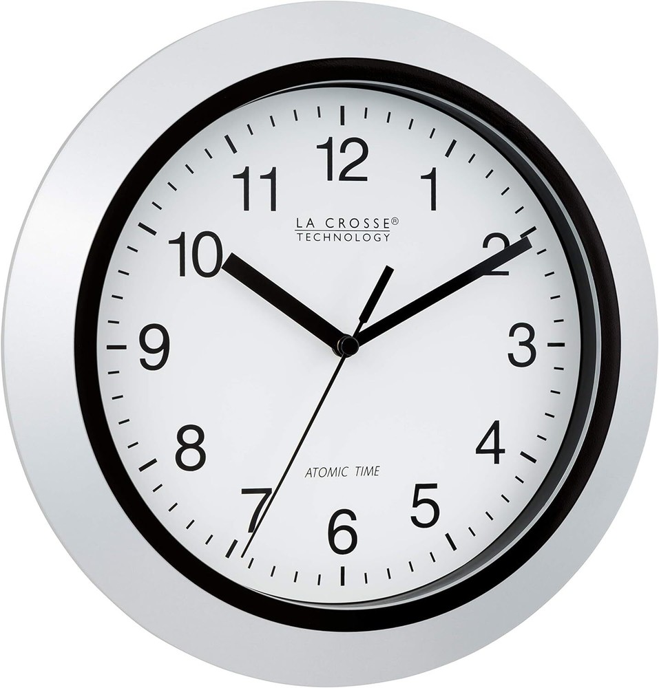 Reloj De Pared Analogico Atomico, 10", Plateado