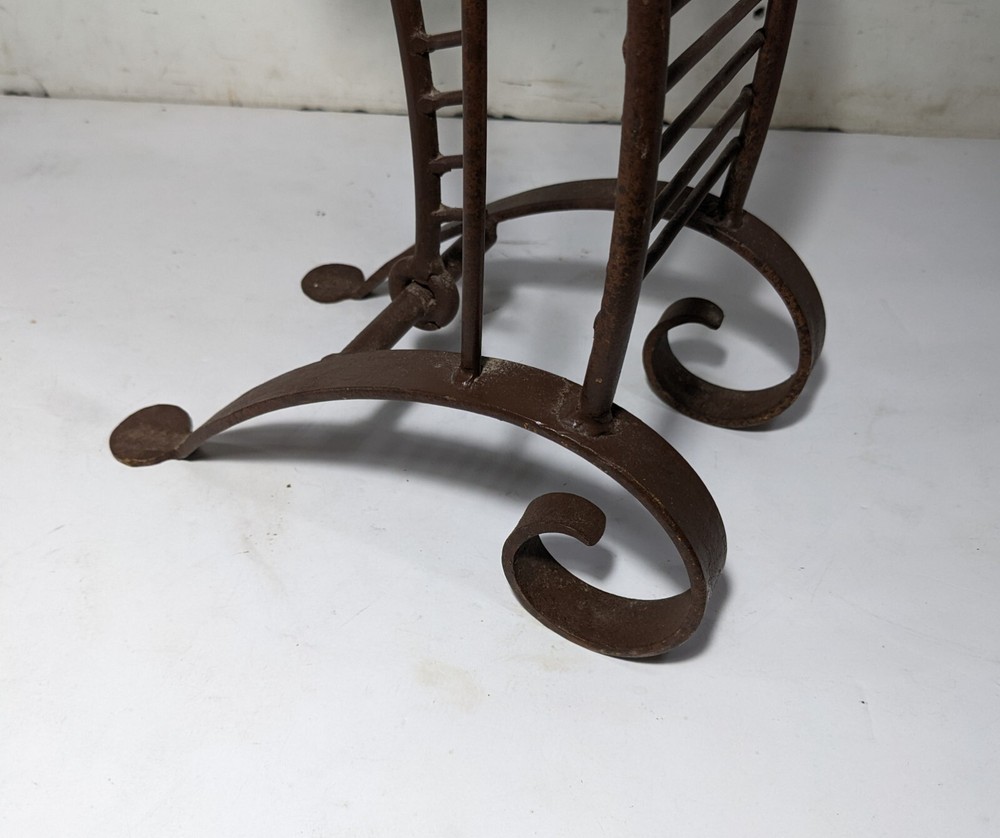 Vintage Rustic Wrought Iron Sculptural CD Storage Display Rack Stand Handle