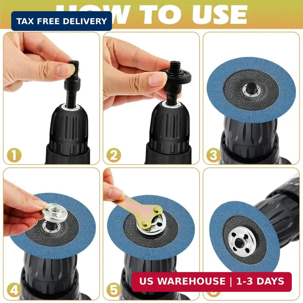 10mm 5Pcs Drill to Angle Grinder Adapter Set – Variable Rod Converter Tool