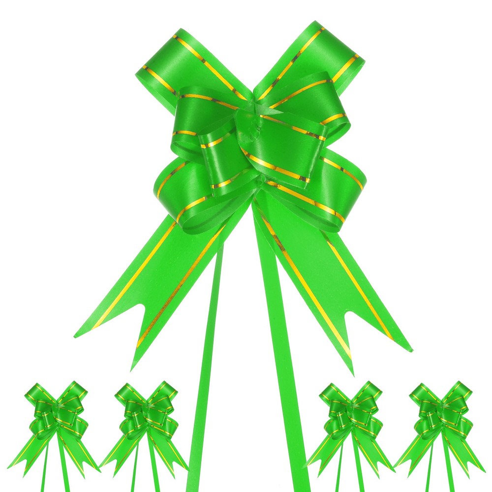 100pcs Ribbon Pull Bows 3.7 Inch Bows for Wedding Decorations Green