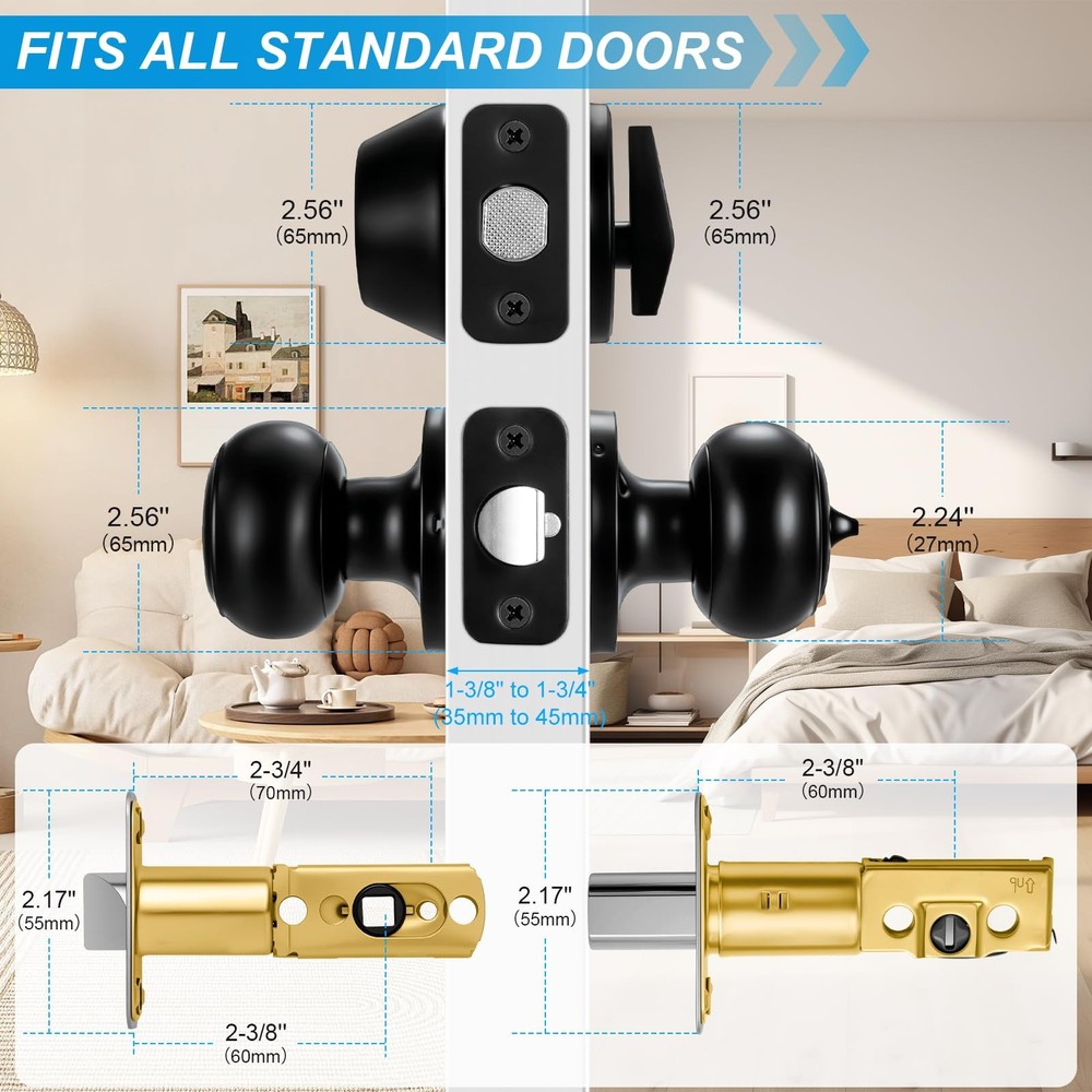 Plustool 2 Pack Front Door Lock Set Matte Black,Exterior Black