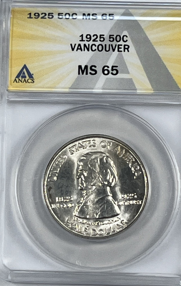 1925 Vancouver Commemorative Half Dollar : ANACS MS65