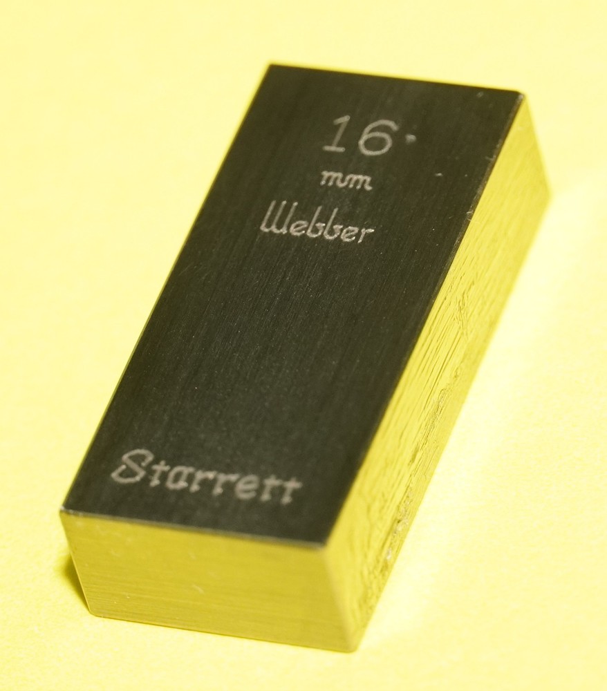 STARRETT RSM 16mm A1 Rectangular Gage Block w Original Packaging 91336