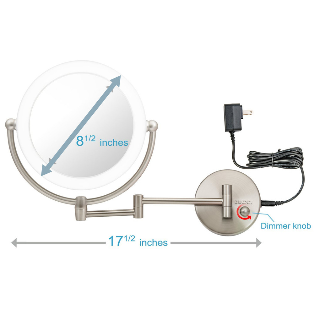 RUCCI LED Wall Mount Magnifying Mirror with Metal Frame