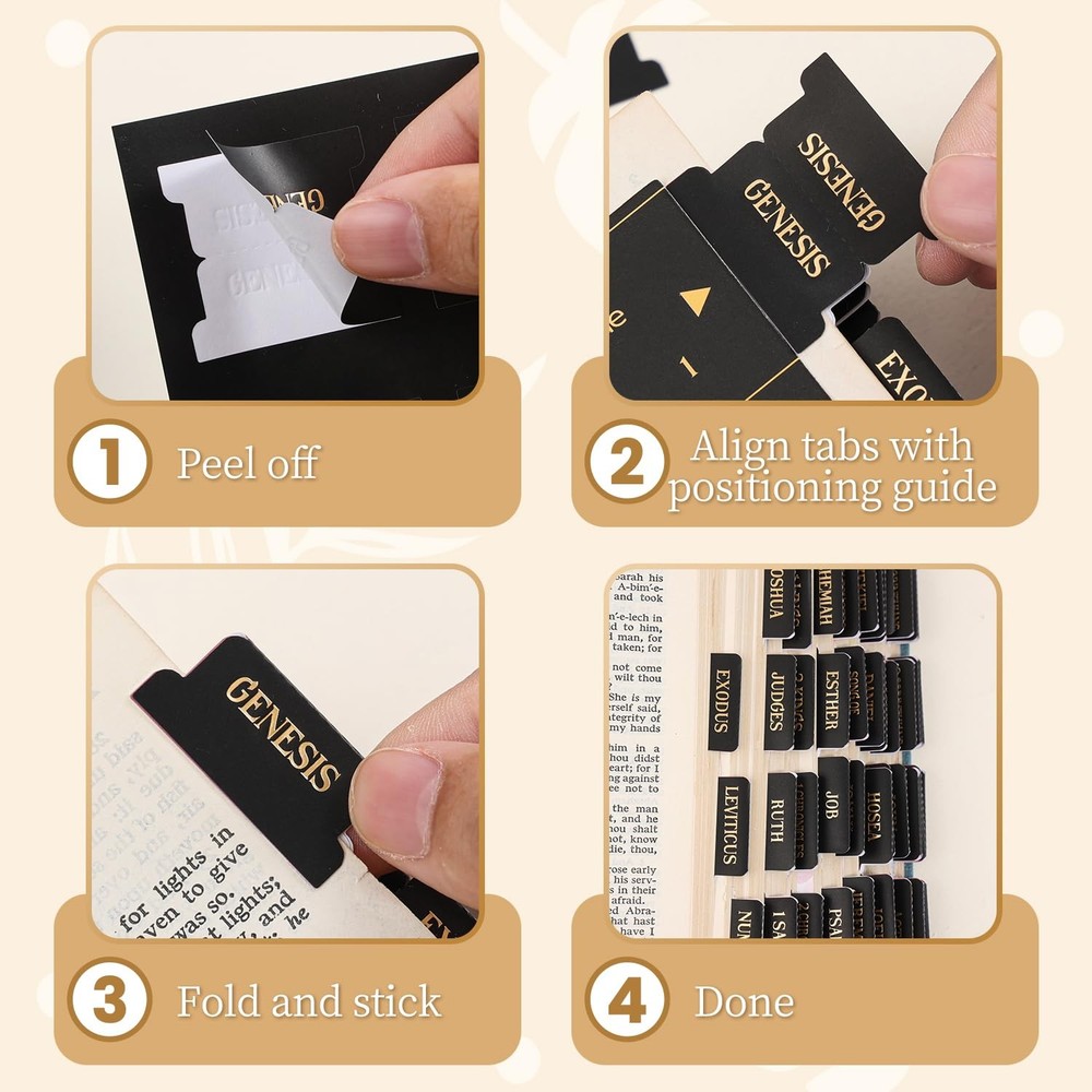 Laminated Bible Tabs Gold Foil Embossed Chapter Index Stickers