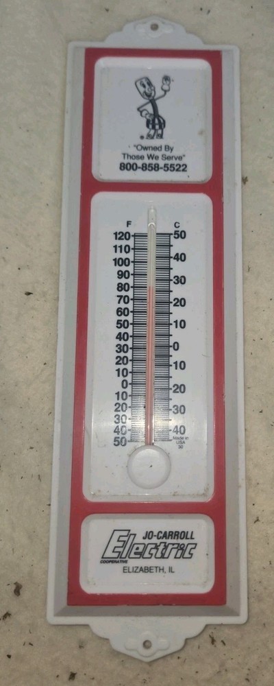 Jo Carroll Electric Elizabeth Illinois Plastic Thermometer